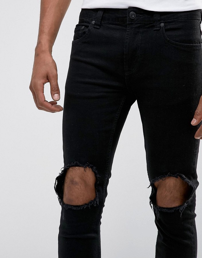 black open knee jeans