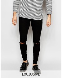 Cheap Monday Jeans Low Spray Extreme Super Skinny Black Ripped Knee