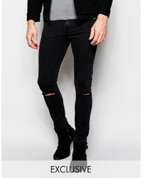 Cheap Monday Jeans Tight Skinny Fit Very Black Ripped Knee