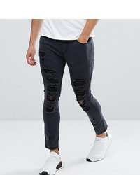 Liquor N Poker Black Wash Ripped Cropped Skinny Jeans