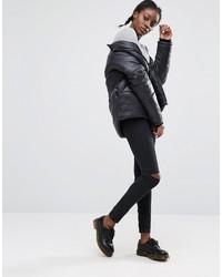 Asos Lisbon Skinny Mid Rise Jeans In Washed Black With Two Displaced Ripped Knees