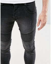 Loyalty And Faith Loyalty Faith Carbon Skinny Fit Biker Jeans With Distressing In Washed Black
