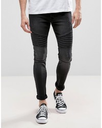 Loyalty And Faith Loyalty Faith Carbon Skinny Fit Biker Jeans With Distressing In Washed Black