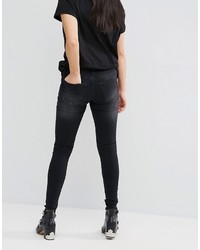 Cheap Monday Mid Rise Spray On Rip Knee Jeans