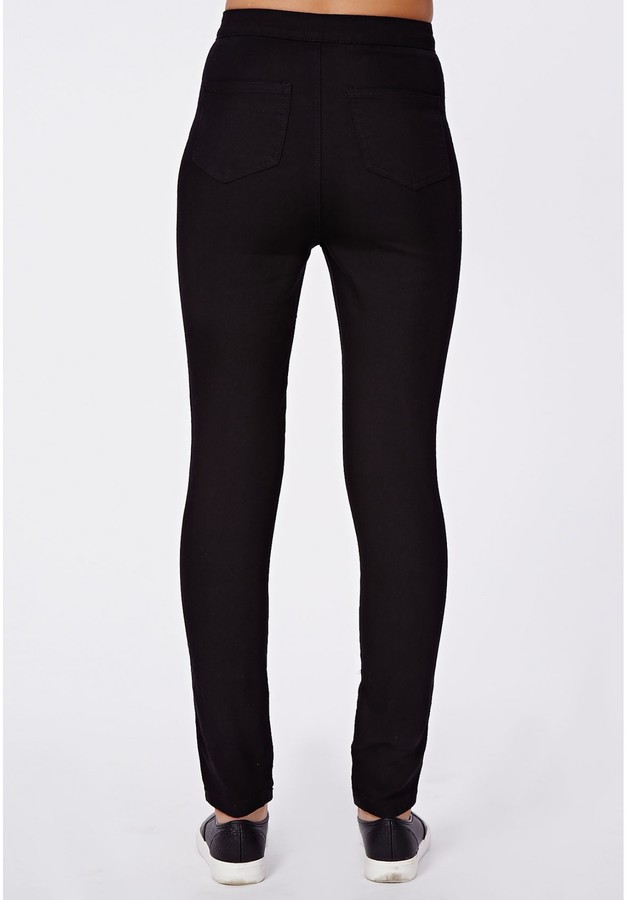 Missguided Brigitte High Waisted Extreme Ripped Skinny Jeans Black, $60