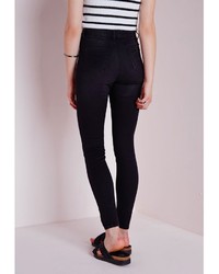 Missguided Mid Rise Rip Knee Skinny Jean Washed Black