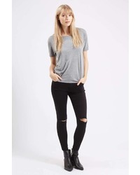 Topshop Moto Black Ripped Leigh Jeans