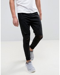 Good For Nothing Muscle Fit Jeans In Black With Distressing