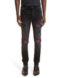 Amiri Mx1 Cracked Leather Ripped Skinny Jeans