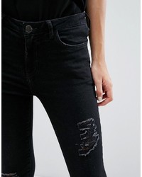 New Look Petite Distressed Raw Hem Jeans