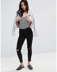New Look Petite High Waisted Knee Rip Skinny Jeans