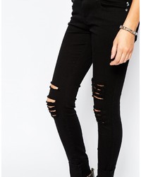 Tripp Nyc Low Rise Skinny Jeans With Rips Distressing