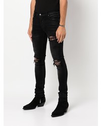 Amiri Paisley Patch Distressed Skinny Jeans