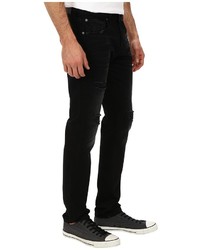 7 For All Mankind Paxtyn Skinny W Clean Pocket In Destroyed Black