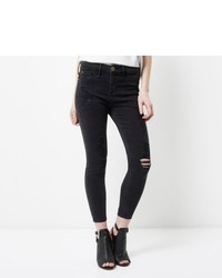 River Island Petite Black Molly Ripped Jeggings