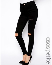Asos Petite Ridley High Waist Ultra Skinny Jeans With Thigh Rip