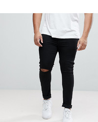 ASOS DESIGN Plus Extreme Super Skinny Jeans With Knee Rips In Black