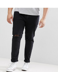 ASOS DESIGN Plus Skinny Jeans In Black With Knee Rips
