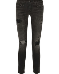 R 13 R13 Alison Distressed Mid Rise Skinny Jeans