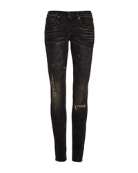 R 13 R13 Marble Effect Distressed Skinny Jeans