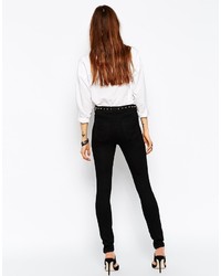 Asos Ridley Jeans Ridley High Waist Ultra Skinny Jeans In Clean Black With Extreme Rips And Busts