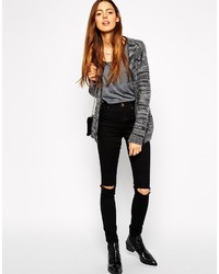 Asos Ridley Jeans Ridley Skinny Jeans In Clean Black With Busted Knees