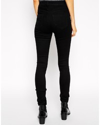 Asos Ridley Jeans Ridley Skinny Jeans In Clean Black With Busted Knees