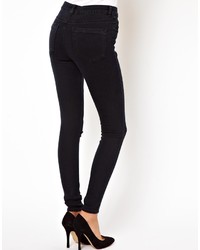 Asos Ridley Jeans Ridley Skinny Jeans In Washed Black With Ripped Knee
