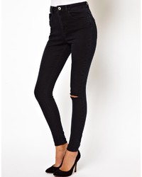 Asos Ridley Jeans Ridley Skinny Jeans In Washed Black With Ripped Knee
