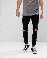 Rollas Stinger Jeans Black Ripped Knee