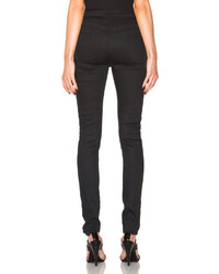 Saint Laurent Skinny 5 Pocket High Waist Destroyed Jean