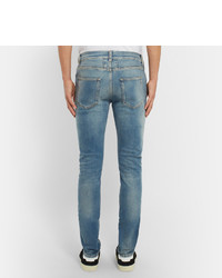 Saint Laurent Skinny Fit 15cm Hem Distressed Stretch Denim Jeans