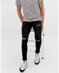 Soul Star Skinny Fit Deo Ripped Jeans In Black