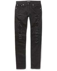 Alexander McQueen Skinny Fit Distressed Washed Stretch Denim Jeans
