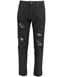 Boohoo Skinny Fit Rigid Jeans With Extreme Rips