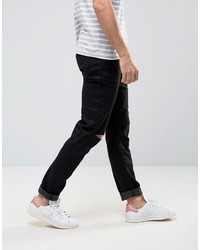 Asos Skinny Jeans 2 Pack In Black Black With Knee Rips Save
