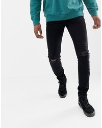 Sixth June Skinny Jeans In Black With Knee Rip