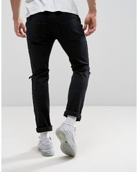 Hype Skinny Jeans In Washed Black With Knee Rips