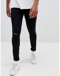 New Look Skinny Jeans With Knee Rip In Black Wash