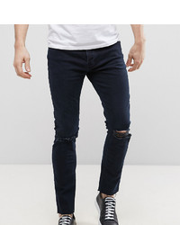 Mennace Skinny Jeans With Knee Rips In Dark Wash