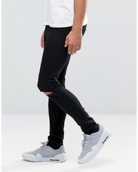 Asos Spray On Jeans With Knee Rips In Black
