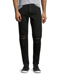 rag & bone Standard Issue Fit 1 Slim Skinny Jeans With Ripped Knees Black