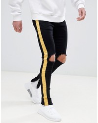 Sixth June Super Skinny Jeans In Black With Yellow
