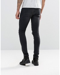 Asos Super Skinny Jeans With Abrasions In Biker Style