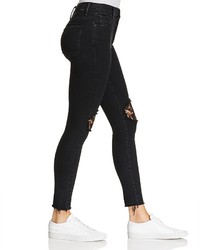 Mother Super Stunner Lace Inset Ankle Jeans In Black Sheep