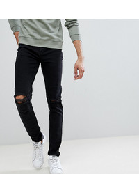 ASOS DESIGN Tall Skinny Jeans In Black With Knee Rips
