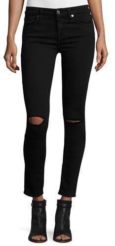 black ripped ankle skinny jeans