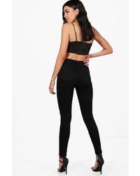Boohoo Veanne High Waisted Button Fly Skinny Jeans