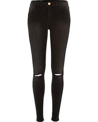 River Island Washed Black Amelie Ripped Superskinny Jeans