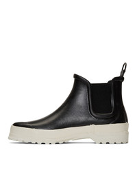 Stutterheim Black And Off White Novesta Edition Rainwalker Chelsea Boots